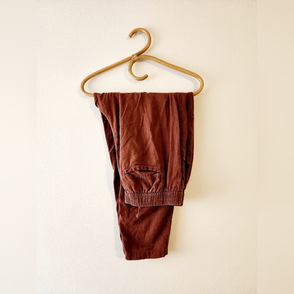 Brown Linen Pull~on Pants